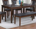 Beautiful Dining Room Furniture Walnut Black 6Pcs Set Dining Table 4X Side Chairs Bench Unique Design Back Chair Brown Wood Dining Room Bench Seating Rectangular Dining Table With Chair And Bench