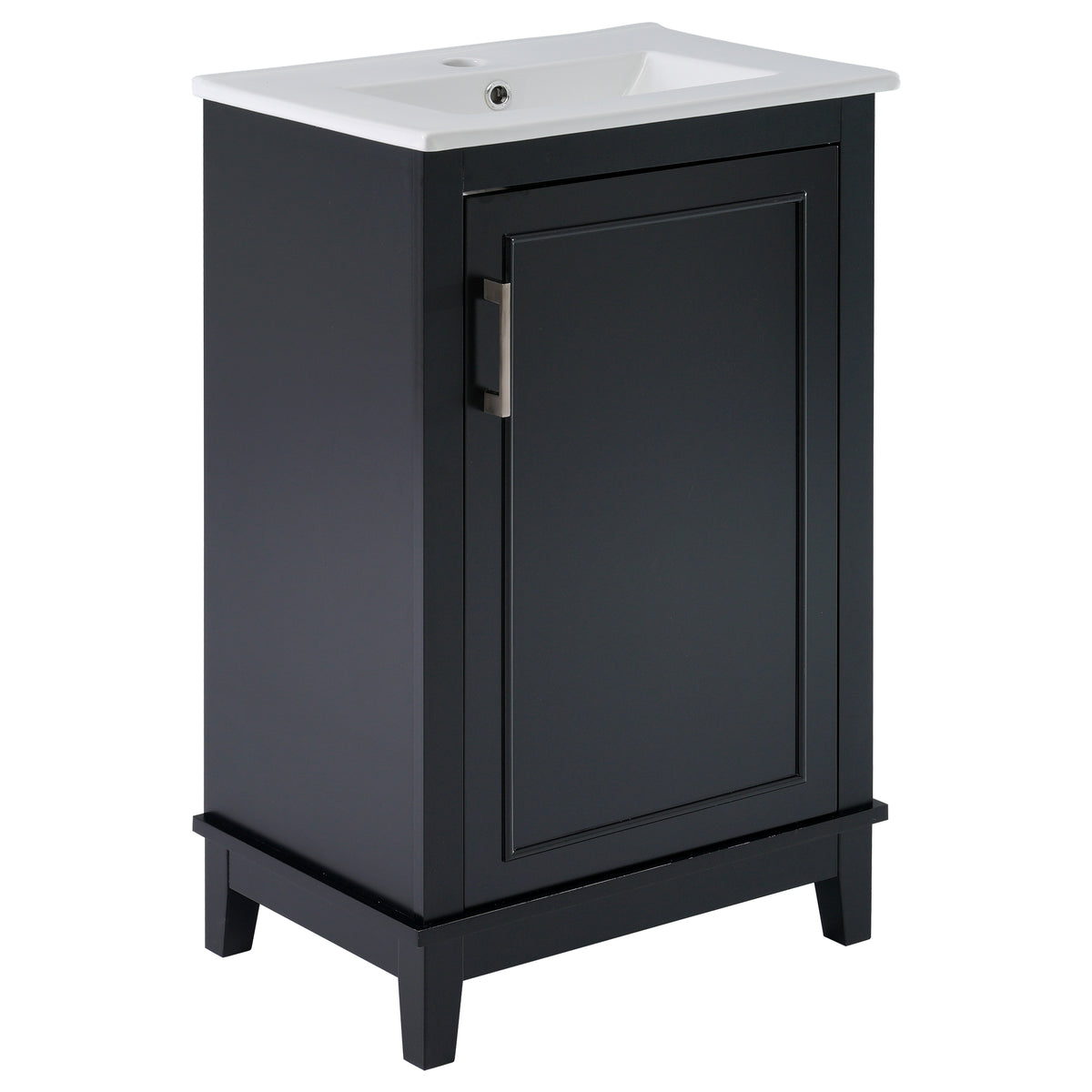 Viedo 20 Inch Modern Small Bathroom Vanity Cabinet With Ceramic Basin 20*15.5*33.3 Inches,Ample Storage,1 Soft Close Door Black Bathroom Solid Wood Mdf