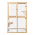 Wooden Cat Catio, Outdoor Cat Enclosure, Cat House With Platforms, Sunshine Board, Hammock, Door, Kitten Cage Condo, Burlywood Burly Wood Wood Metal
