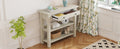 Retro Console Table With Drawer And Two Sturdy Shelves For Entryway, Living Room Gray Wash Gray Wash Mdf,Rubber Wood