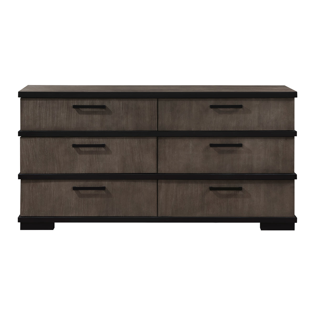Two Tone Brown Black Finish 6 Drawers Dresser 1Pc Modern Industrial Design Bedroom Furniture Black,Brown Gray Wood