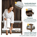 Hall Tree With 6 Hooks And Hinged Lid, Coat Hanger, Entryway Bench, Storage Bench, 3 In 1 Design, 69Inch, For Entrance, Hallway Brown Mdf