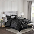7 Piece Tufted Comforter Set Black Cal King California King Black Polyester