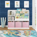 Kids Bookcase And Bookshelf, Multifunctional Bookcase With 3 Collapsible Fabric Drawers, Bookcase Display Stand, Toy Storage Organizer For Bedroom, Playroom, Hallway White Pink White Pink Fabric,Mdf