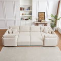 Multi Module Combination Style Sofa For Living Room, Bedroom And Other Lounge Spaces, Modern Minimalist Corduroy Combination Sofa With 2 Comfort Cushions With Usb & C Charging Ports,Beige,Two Sets Beige Foam Fabric 8 Seat