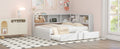 Metal Full Size Daybed With Trundle, Storage Cabinets And Usb Ports, White Full White Metal