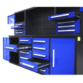 7' Garage Storage Cabinet With Workbench 18 Drawers & 4 Cabinets & Pegboard Blue Steel