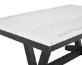 6Pc Dining Set Contemporary Style White Genuine Marble Rectangular Table Top Dove Gray Upholstery Chairs Tufted Bench Black Finish Wooden Solid Wood Dining Room Furniture Wood Wood Gray Seats 6 Wood