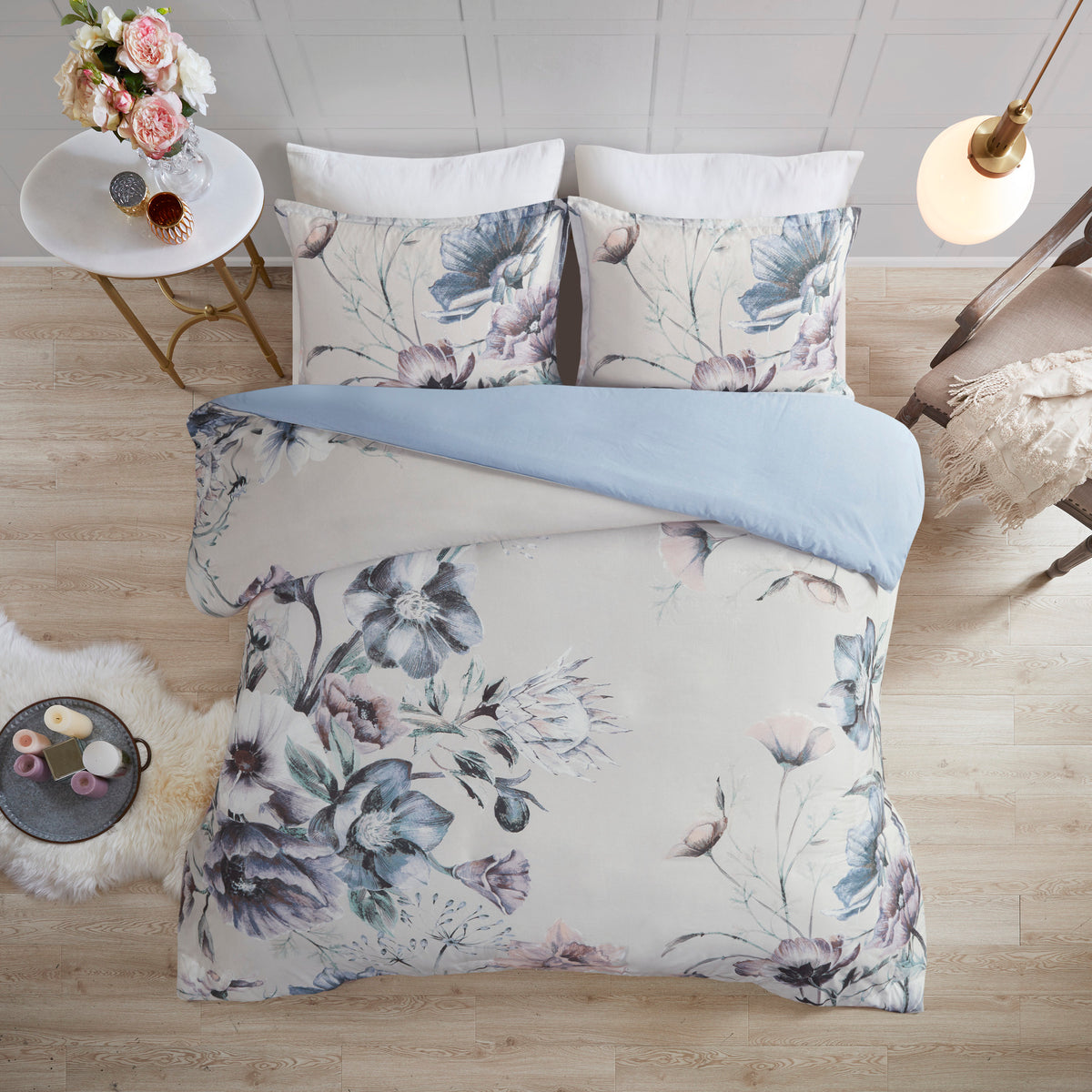 King Cal King 3 Piece Cotton Printed Duvet Cover Set King Multicolor Polyester