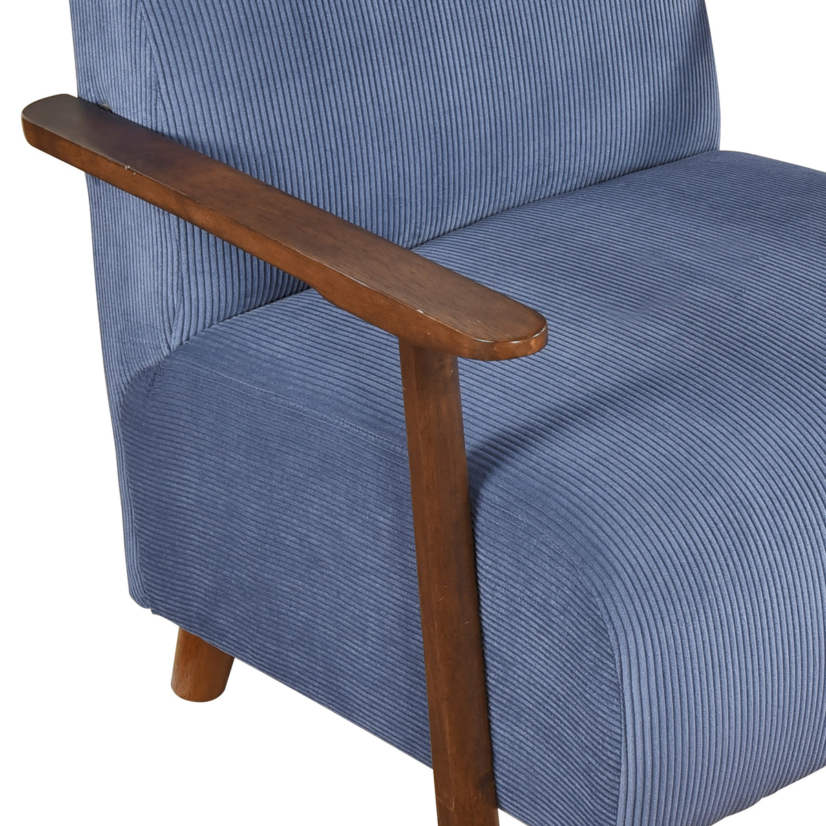 Modern Design 1Pc Accent Chair Blue Corduroy Seat Cushions Solid Wood Living Room Furniture Blue Primary Living Space Contemporary,Modern Plywood,Solid Wood