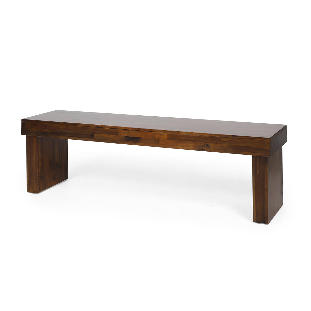 Indoor Solid Wood Bench Set Of 2 Brown Acacia Wood