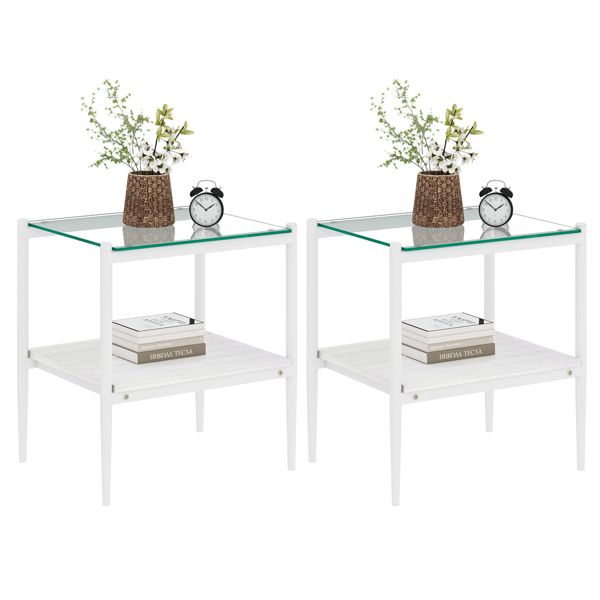 Coffee Table And End Tables Set Of 3, Tempered Glass Table With Mdf Layer, Modern Tables For Living Roomtransparent Glass Transparent Tempered Glass