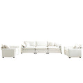 Warm And Cozy Sofa Set With Soft Cushions And Pillows, Home Theater Style Sofa Set Consisting Of A 3 Seater Sofa And Two Single Sofas In Beige Corduroy Fabric Beige Corduroy 5 Seat