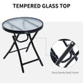 Outsunny 3 Piece Outdoor Rocking Bistro Set, Patio Folding Chair Table Set With Glass Coffee Table For Yard, Patio, Deck, Backyard, Grey Grey Fabric