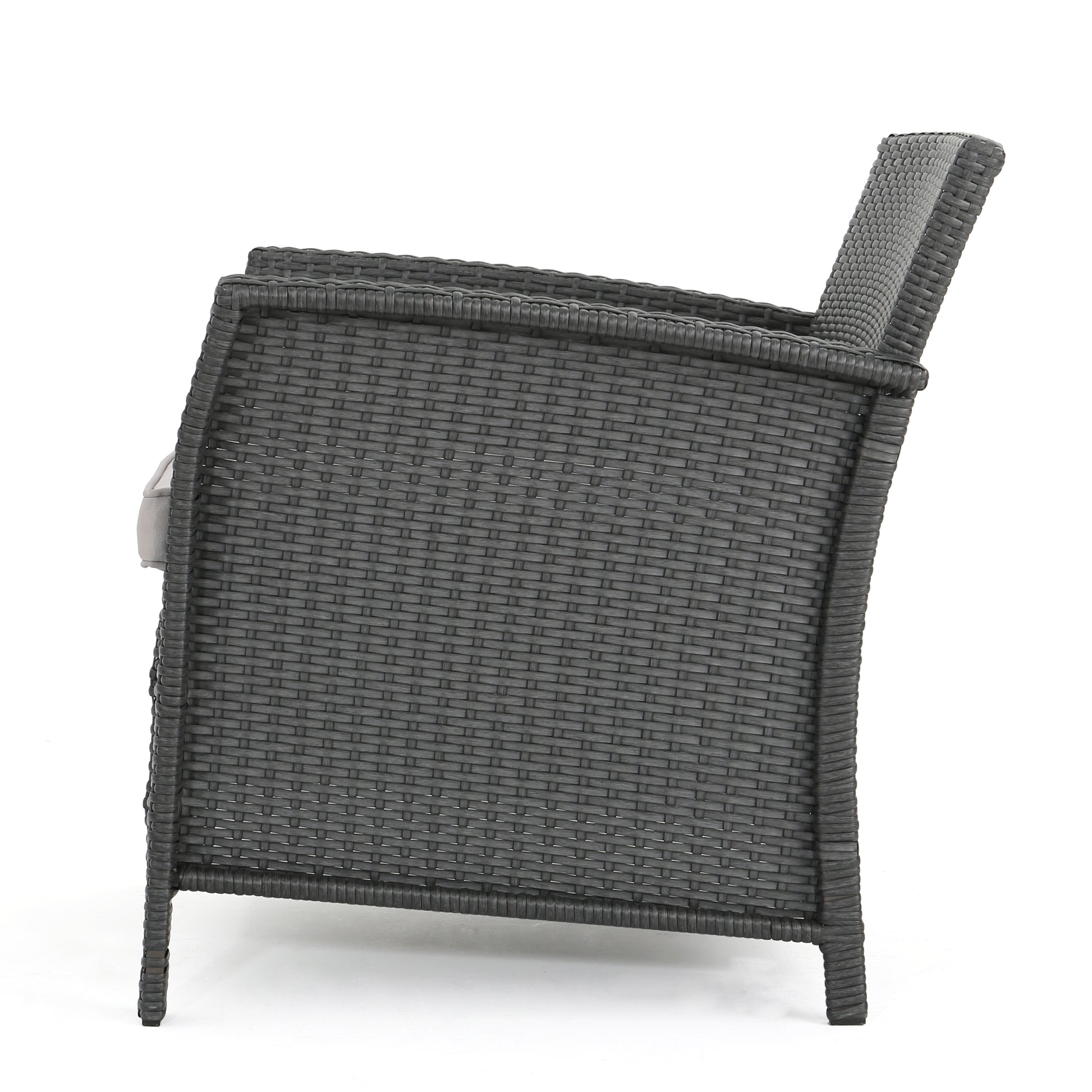 St Lucia 4Pc Sofa Set Grey Pe Rattan Iron Waterproof Fabric