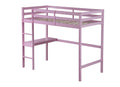 Twin High Loft Bed, Rubber Wood Loft Bed With Safety Guardrail, Built In Desk, Ladder,Pink Twin Pink Abs Rubber Steel Q235 ,Rubber Wood