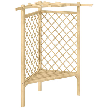 Outsunny 55" Garden Benches For Outdoors, Wooden Park Benches For Outside With Slatted Seat, Front Ponch With Screen Backrest, Climbing Vine, For Lawn, Park, Deck, Natural Natural Wood