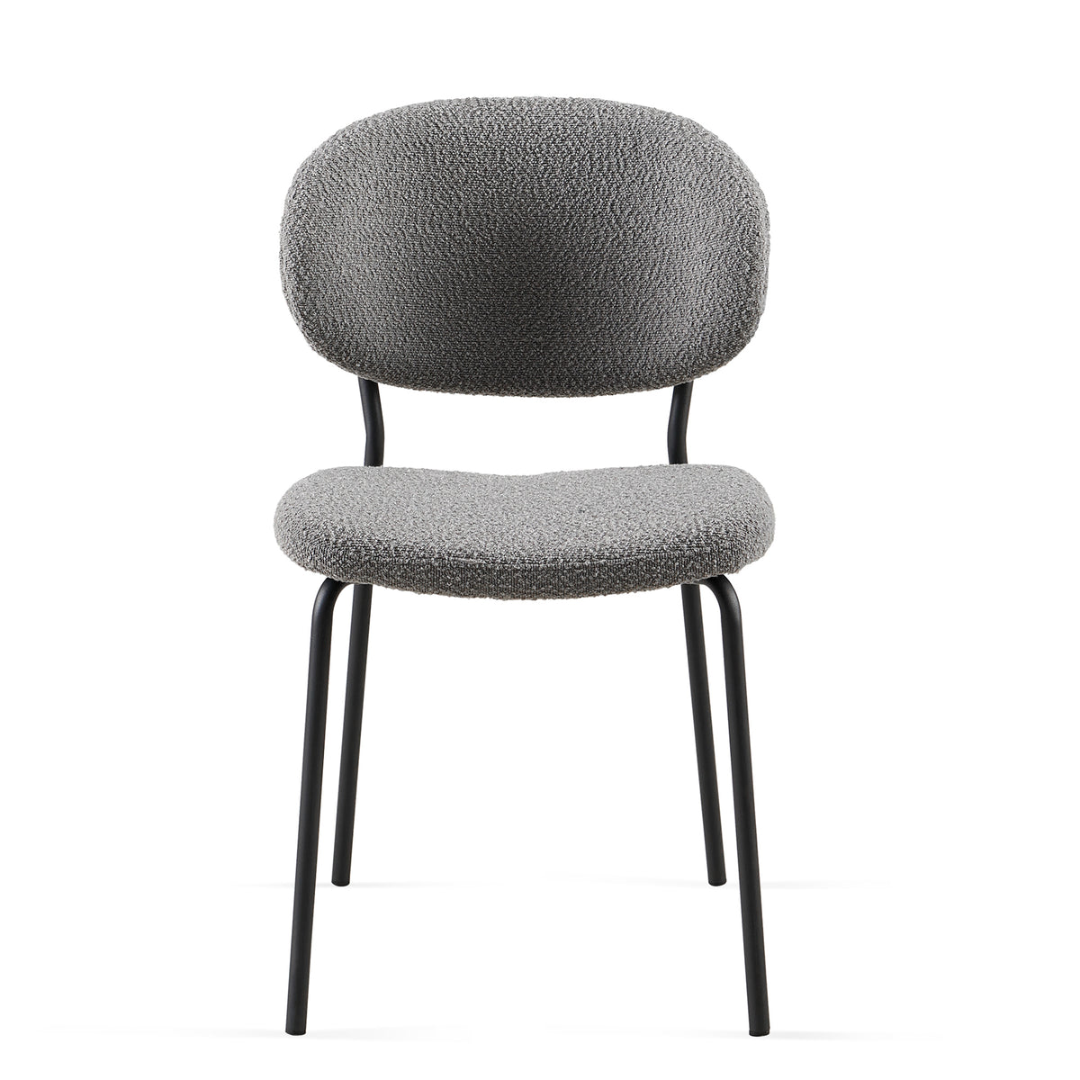 Grey Boucle Fabric Dining Chairs Set Of 2,Dining Chairs With Metal Legs For Dining Room, Kitchen, Living Room Metal Plaid Gray Dining Room Powder Coated Foam Dry Clean Modern Dining Chairs Solid Back Set Of 2 Foam Boucle