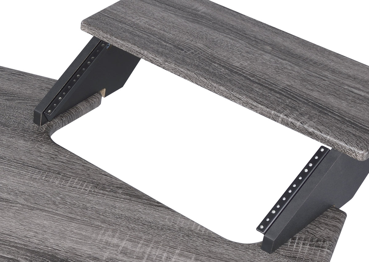 83" Eleazar Black Oak Finish Music Recording Studio Desk Dark Oak Synthetic Wood