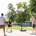 Soozier Portable Basketball Hoop Stand, 5.1 6.9Ft Height Adjustable Basketball System With 29'' Backboard And Wheels For Indoor And Outdoor Use, White White Steel
