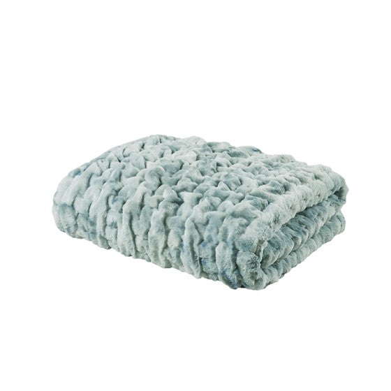 Ruched Faux Fur Throw Multicolor Faux Fur