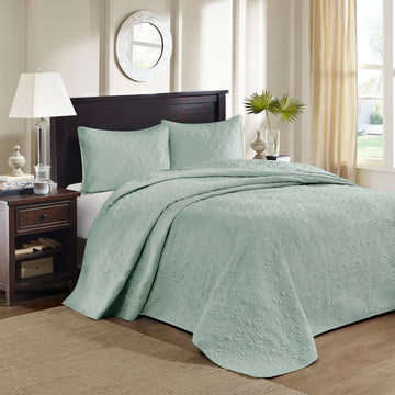 Reversible Quilt Set Seafoam King Cal King Seafoam Cotton