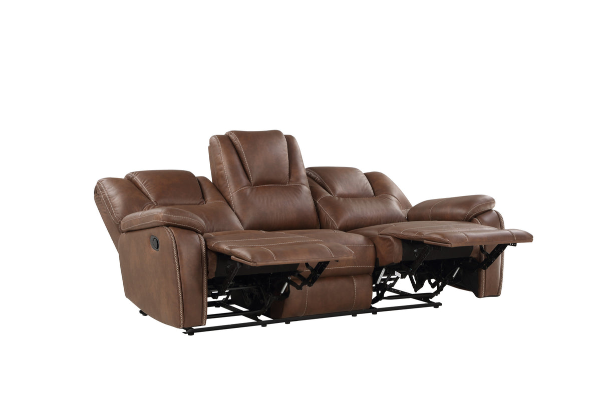 Katrine 3 Piece Living Room Set Brown Dark Brown Fabric