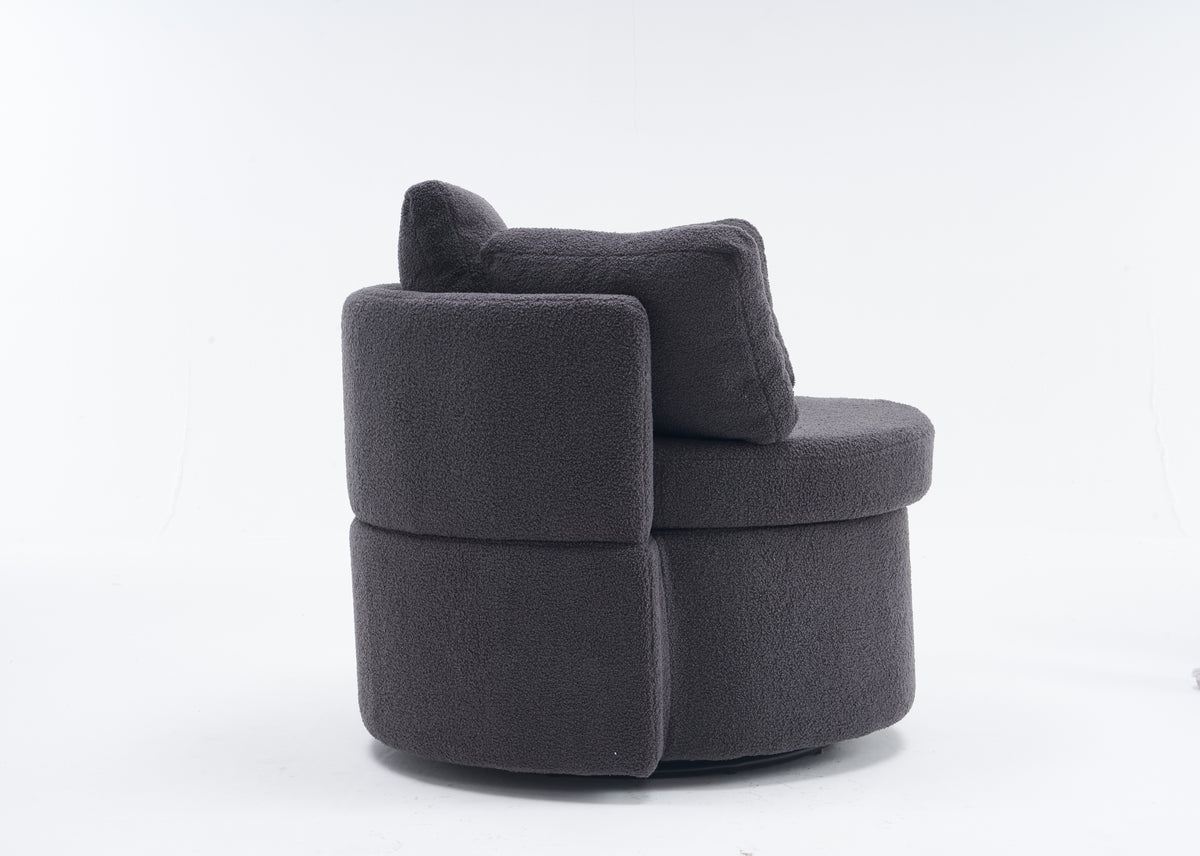 029 Teddy Fabric Swivel And Storage Chair With Back Cushion For Living Room,Dark Gray Dark Gray Primary Living Space Modern Foam Teddy