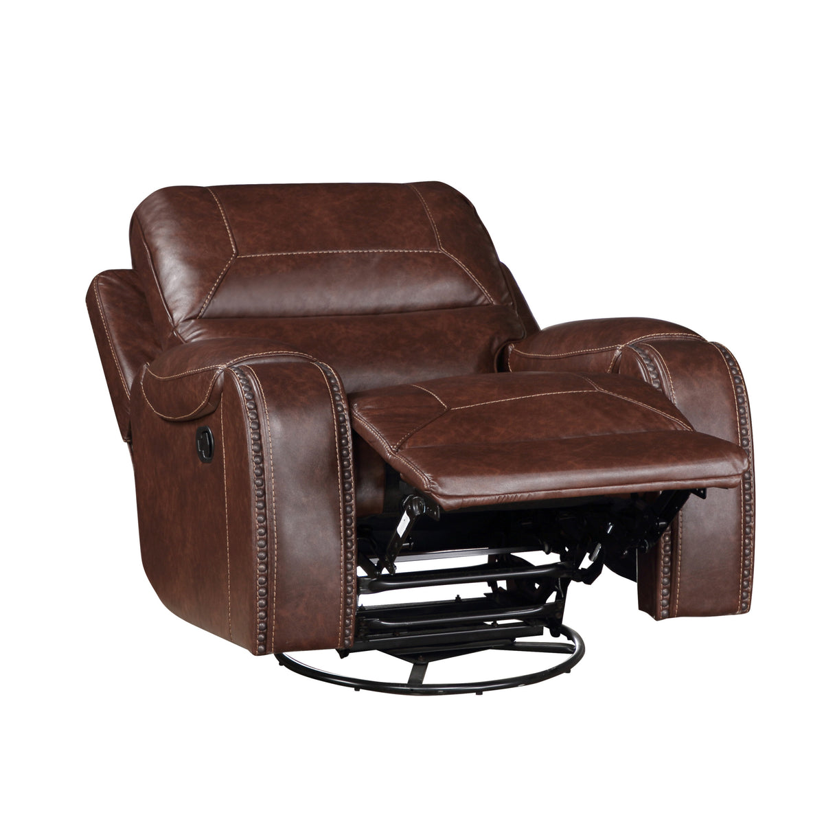 Keily 3 Piece Manual Reclining Living Room Set In Faux Leather Dark Brown Dark Brown Faux Leather