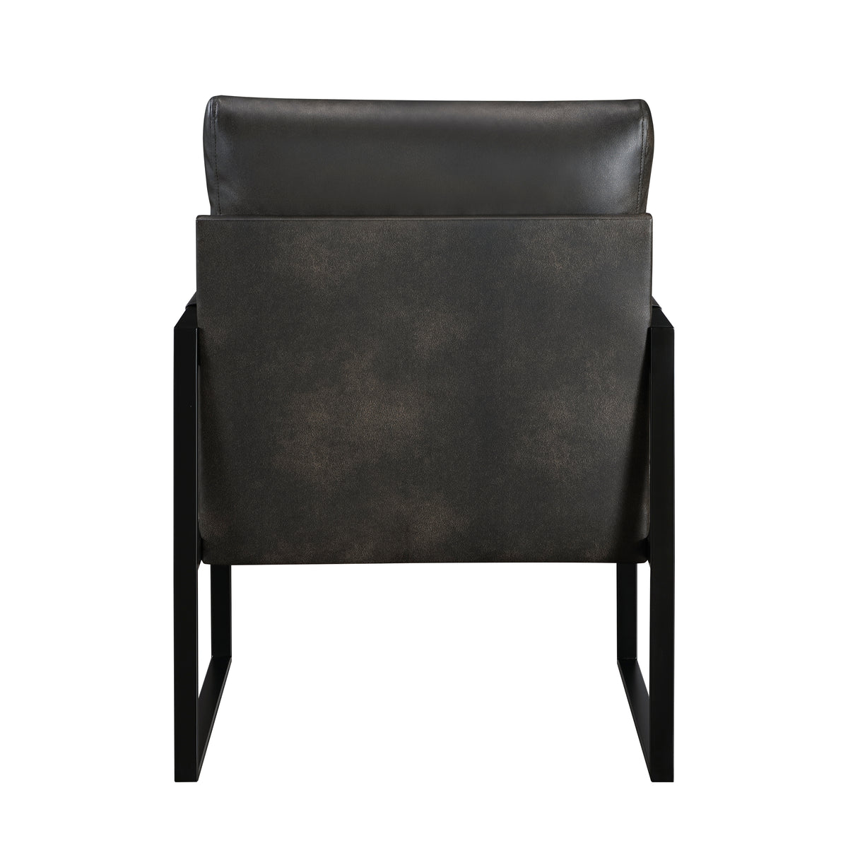 Modern Accent Chair Cushioned Seat Dark Gray Faux Leather Upholstery Black Metal Frame 1Pc Style Comfort Durability Elegance Look Dark Gray Primary Living Space Industrial,Mid Century Modern,Modern