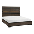 Two Tone Brown Black Finish Led Headboard King Bed 1Pc Modern Industrial Design Bedroom Furniture Box Spring Required King Black,Brown Gray Wood Bedroom Bed Frame Wood