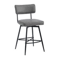 26''Retro Swivel Counter Stools Set Of 2,Grey Counter Stools With Iron Frame,Pu Sponge Cushion,Footrest,Suitable For Kitchen Bedroom Dining Room. Iron Grey Kitchen Sponge Retro Set Of 2 Fiber Foam
