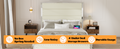 King Size Bed Frame With Upholstered Headboard And 4 Storage Drawersking Bed Frame With Charging Station And Led Lights, Wood Slats, Beige Faux Leather & Rivets, No Box Spring Needed Box Spring Not Required King Antique White Wood Bedroom Bed Frame Faux