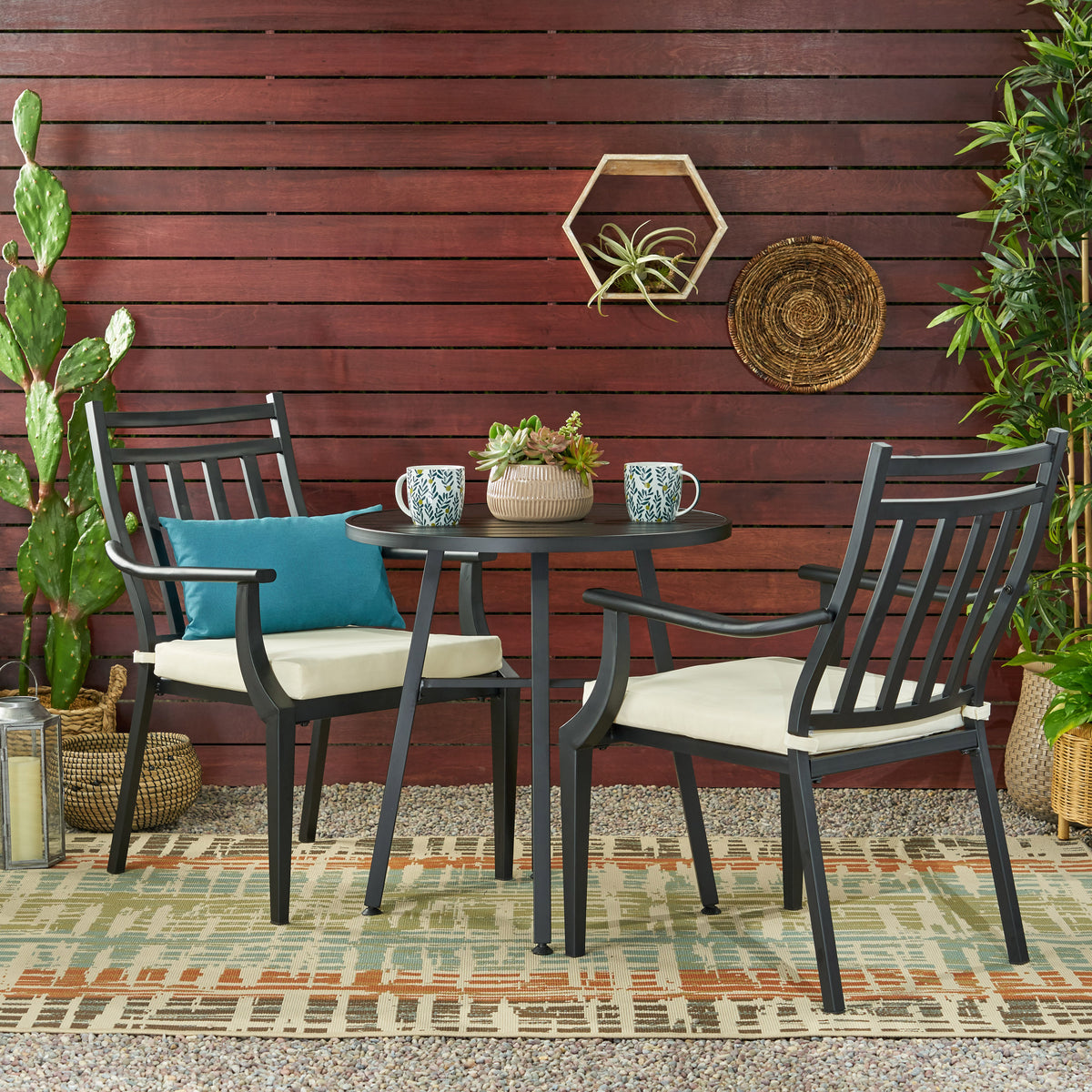 Delmar 3Pc Metal Bistro Set Black Iron