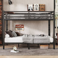 Metal Queen Over Queen Bunk Bed For Teens And Adults,Space Saving Noise Reduced No Box Spring Needed, Black Box Spring Not Required Queen Black Metal