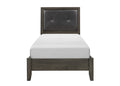 Contemporary Design Dark Gray Finish Twin Size Bed 1Pc Button Tufted Faux Leather Upholstered Headboard Wooden Bedroom Furniture Box Spring Required Twin Dark Gray Wood Bedroom Contemporary Panel Faux Leather Wood
