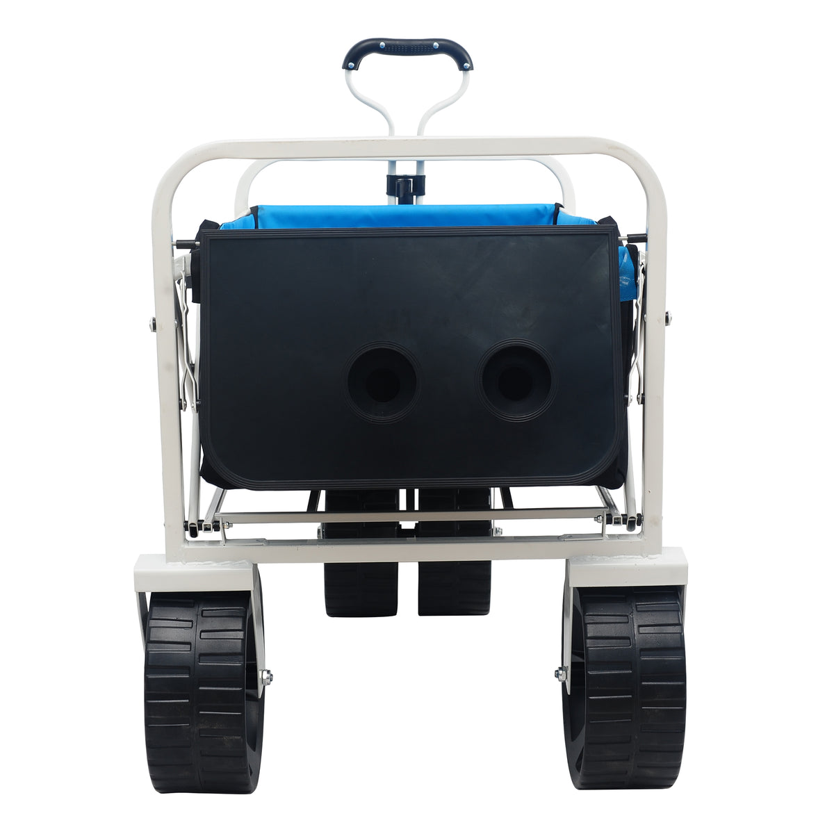 Folding Wagon Garden Shopping Beach Cart White White Black Blue Iron,Oxford Fabric