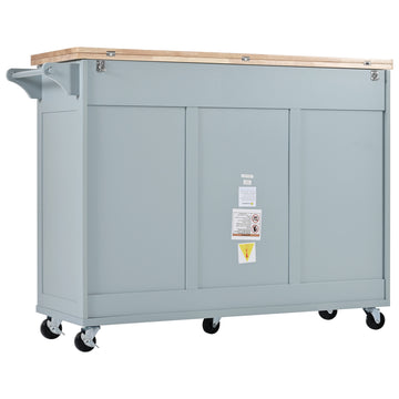 K&K Kitchen Island With Foldable Counter Top, Kitchen Storage Cart With Slide Out Shelf, Towel Rack And Drawer, Rolling Kitchen Cart On Wheels, For Kitchen, Living Room, Dining Room, Grey Blue Grey Blue Brown Kitchen Classic,Farmhouse,Luxury,Modern