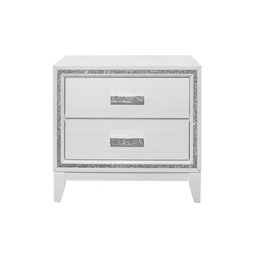 Almera Glitter White Nightstand White Rubber Wood