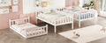 Twin Size Triple Rubber Wood Bunk Bed, With Ladders, Guardrails Detachable Bunk Bed, Twin Over Twin Over Twin,White Twin White Bedroom American Design Bed Frame Rubber Wood
