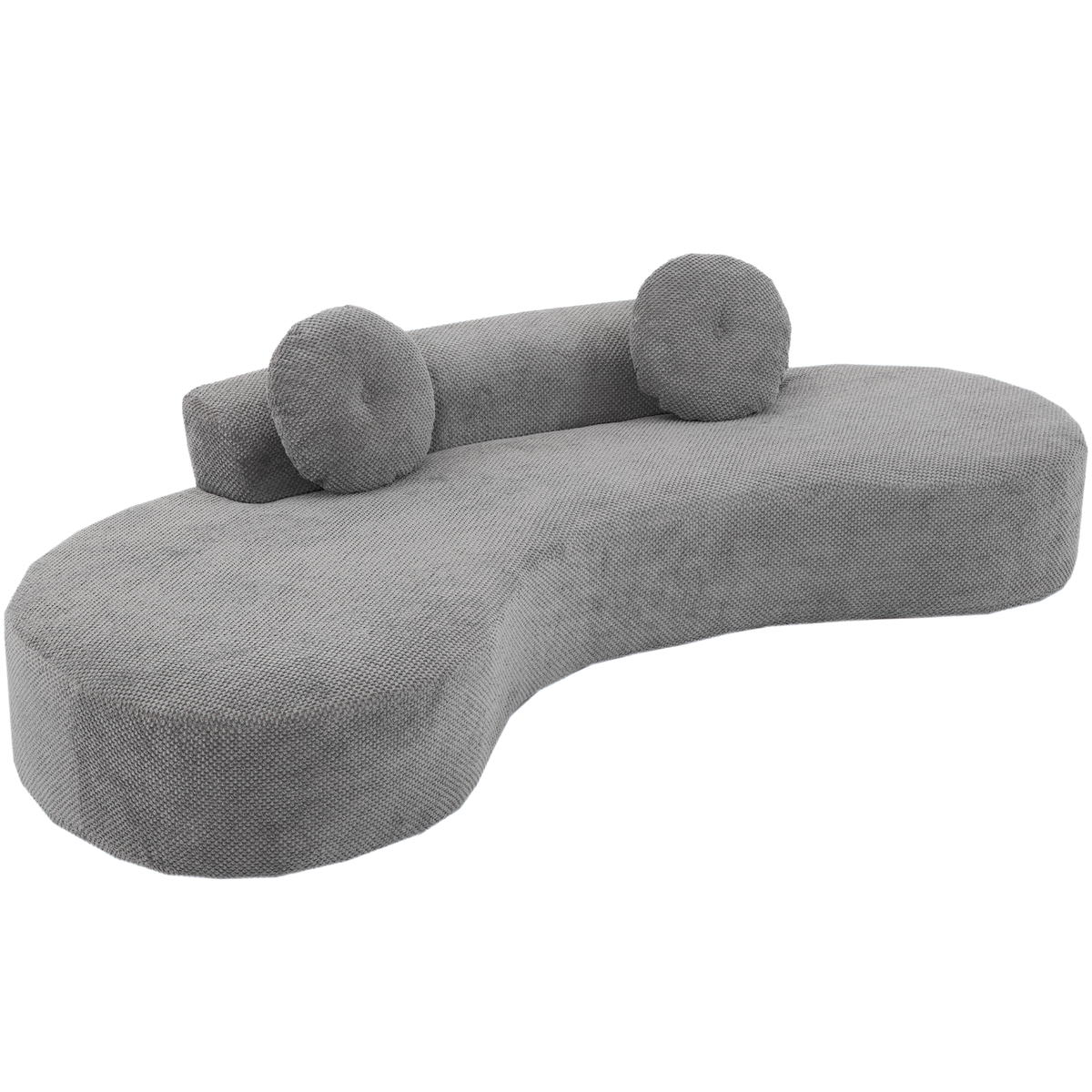 Arrived 105.5''Curved Sofa, Modern Minimalist Sofa, Cloud Couch Sofa 3 4 Seater Couch With 2 Pillows,Bedroom, No Assembly Required, Point Shaped Corduroy, Anti Wrinkle Gray Gray Polyester Primary Living Space Tight Back Soft Modern Foam Upholstered 3