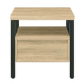 Oak And Black 1 Drawer Accent Table Natural Black Primary Living Space Rustic Drawers Rectangular Wood Metal