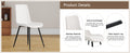 Table And Chair Set, Textured Top In Vintage Wood Color, Black Metal Legs. Dining Chair With White Faux Leather Backrest Cushion With Black Metal Legs. Wood Seats 6 Mdf Metal