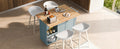 K&K Kitchen Island With Foldable Counter Top, Kitchen Storage Cart With Slide Out Shelf, Towel Rack And Drawer, Rolling Kitchen Cart On Wheels, For Kitchen, Living Room, Dining Room, Grey Blue Grey Blue Brown Kitchen Classic,Farmhouse,Luxury,Modern