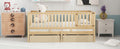 Twin Size Wood Daybed With Fence Guardrails And 2 Drawers, Split Into Independent Floor Bed & Daybed, Natural Old Sku :Lp000881Aan Twin Natural Solid Wood Mdf