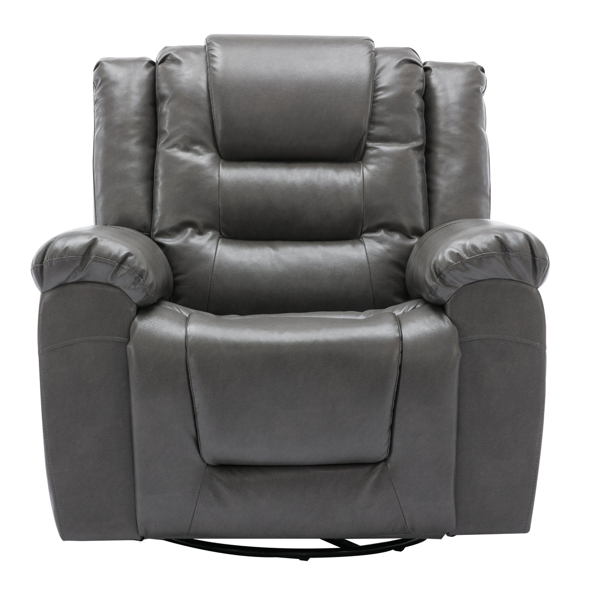 360 Swivel And Rocking Home Theater Recliner Manual Recliner Chair With Wide Armrest For Living Room,Bedroom, Grey Grey Foam Pu