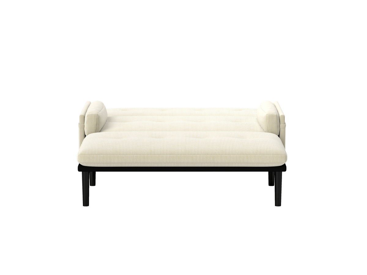 Ivory Corduroy Loveseat, Convertible Lounge Chair And Bed Ivory Velvet Metal Primary Living Space Medium Soft Loose Back Pillow Top Arms Foam Fabric Metal 2 Seat