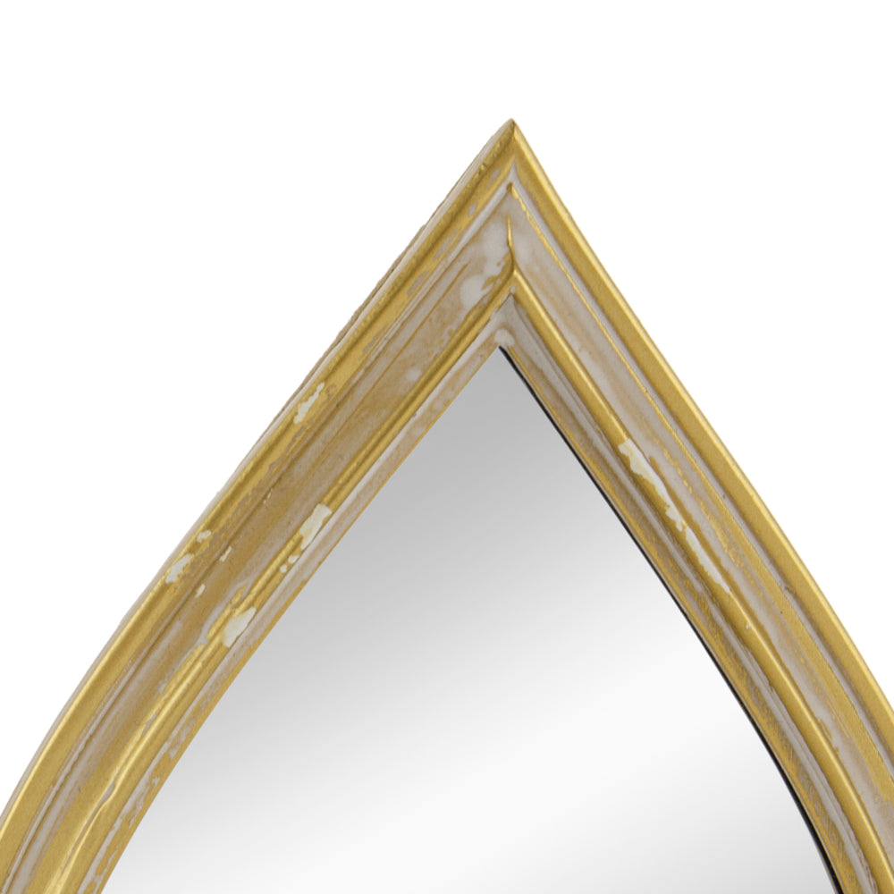 Small Decorative Mirror For Wall Decor, 4.5X9.5" Antique Gold Polyresin