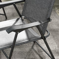 Outsunny Folding Patio Chairs, Set Of 4 Sports Chairs For Adults, Camping Chairs With Armrests,Mesh Fabric Seat For Lawn, Gray Gray Metal