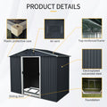 8Ft X 4Ft Outdoor Metal Storage Shed With Sliding Door And Foundation For Backyard, Patio, Lawn Black And White Black White Metal